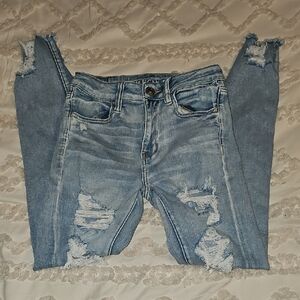 American Eagle Outfitters Ripped Blue Skinny Jeans